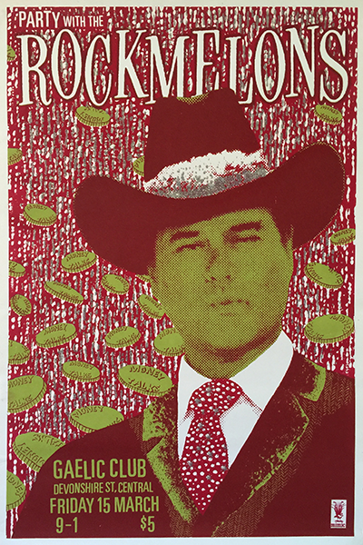 Rockmelons poster 'Money Talks' featuring JR Ewing